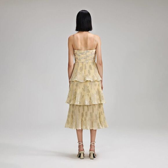 self-portrait metallic jacquard midi dress US10 - Picture 4 of 12